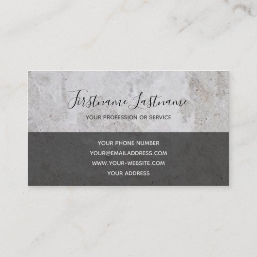 Monogram witte marmer met lichtgrijze marmer visitekaartje (Achterkant)