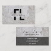 Monogram witte marmer met lichtgrijze marmer visitekaartje (Voorkant / Achterkant)