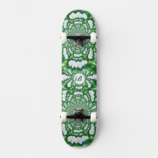 Monogram witte orchid Mandala Persoonlijk Skateboard (Voorkant)