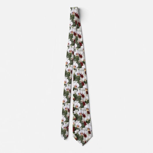 Monogram Witte Orchideeën Orchidee Bloemen Stropdas (Achterkant)