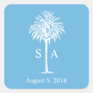 Monogram Witte Palm Beach Bruiloft Sticker