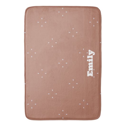 Monogram witte pijl op mocha mousse achtergrond | badmat (Voorkant Verticaal)