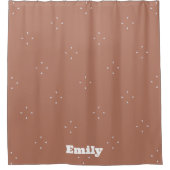 Monogram witte pijl op mocha mousse achtergrond | douchegordijn (Voorkant)