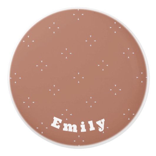 Monogram witte pijl op mocha mousse achtergrond | keramische knop (Voorkant)