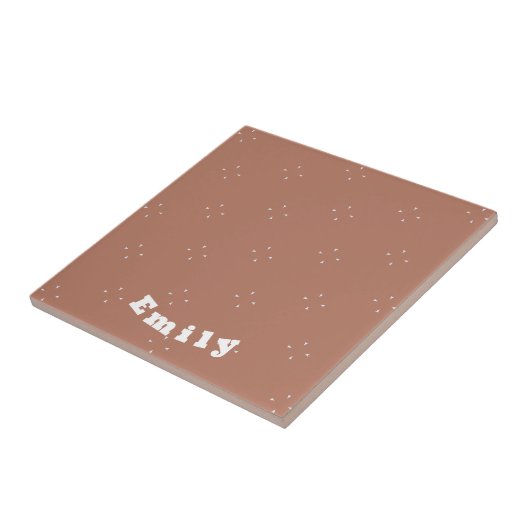 Monogram witte pijl op mocha mousse achtergrond | tegeltje (Zijkant)