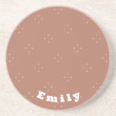 Monogram witte pijl op mocha mousse achtergrond | zandsteen onderzetter (Voorkant)