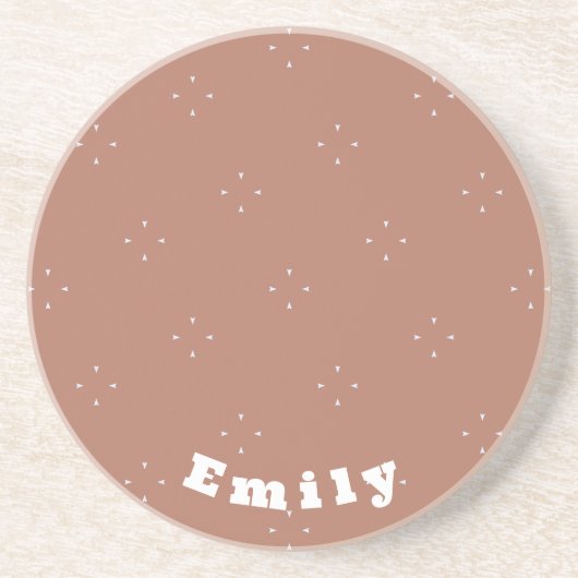 Monogram witte pijl op mocha mousse achtergrond | zandsteen onderzetter (Voorkant)