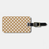 Monogram Witte Polka Dot op Camel Brown Bagagelabel (Voorkant horizontaal)