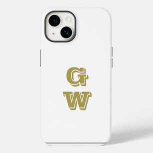 Monogram Witte Retro Goud Initialen Minimalistisch iPhone 14 Hoesje