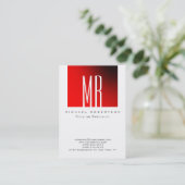 Monogram Witte Rode Streep Chubby Visitekaartje (Staand voorkant)
