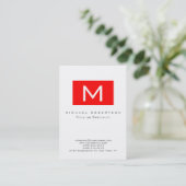 Monogram Witte Rode Streep Chubby Visitekaartje (Staand voorkant)