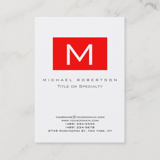 Monogram Witte Rode Streep Chubby Visitekaartje (Voorkant)