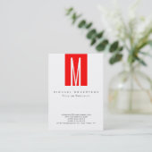 Monogram Witte Rode Streep Chubby Visitekaartje (Staand voorkant)