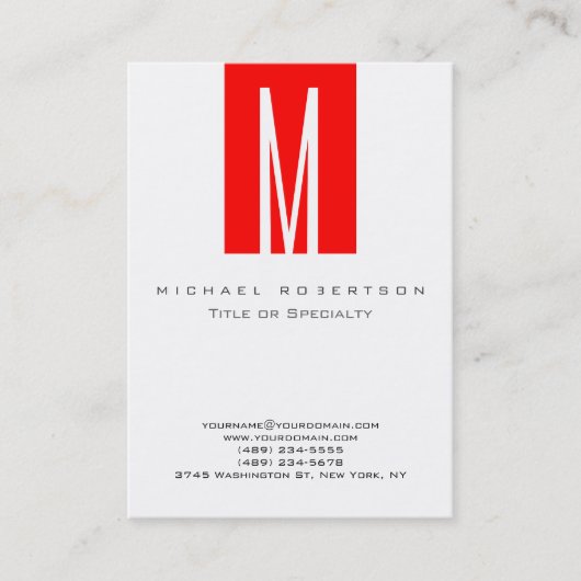 Monogram Witte Rode Streep Chubby Visitekaartje (Voorkant)