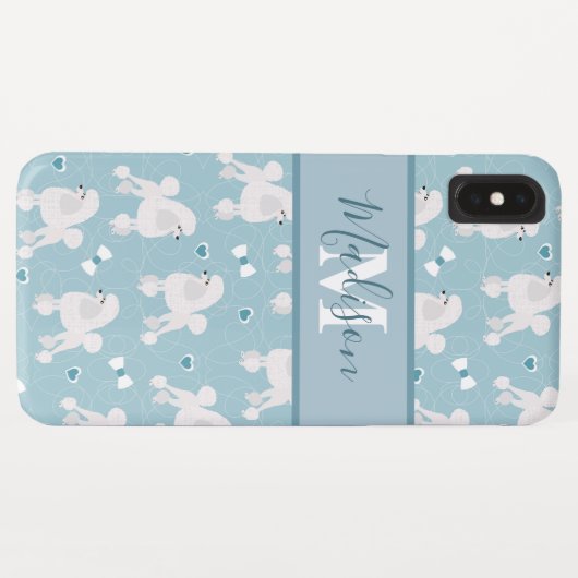 Monogram witte roodjes en roodroze roodroos Case-Mate iPhone case (Achterkant (horizontaal))
