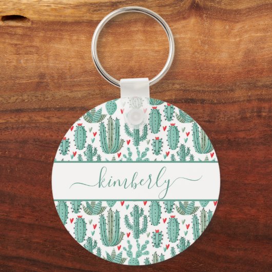 Monogram witte roomkleurige witte roodroos sleutelhanger (Voorkant)