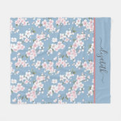 Monogram Witte Roze Blau Bloem Bloem Shabby Chic Fleece Deken (Voorkant (Horizontaal))