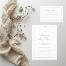 Monogram Witte Roze Gouden Trouw RSVP Uitnodiging