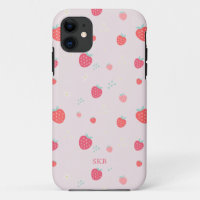 Monogram witte roze rode aardbei
