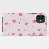 Monogram witte roze rode aardbei Case-Mate iPhone case (Achterkant (horizontaal))