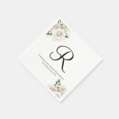 Monogram Witte Rozen Bloemen Elegante Bruiloft Ser Servet (Hoek)