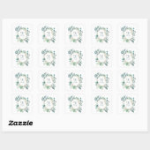 Monogram Witte Rozen Groene Eucalyptus Bruiloft Vierkante Sticker (Vel)