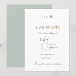 Monogram Witte Salie Gouden Ampersand Save The Dat Kaart