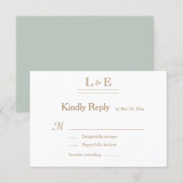 Monogram Witte Salie Gouden Ampersand Trouw RSVP Kaart