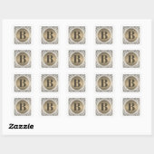 Monogram Witte Sierinitiaal Vierkante Sticker (Vel)