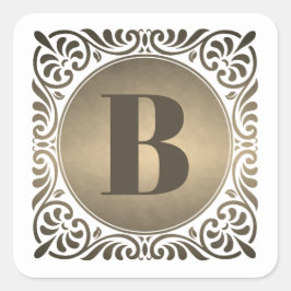 Monogram Witte Sierinitiaal Vierkante Sticker