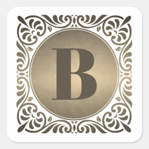 Monogram Witte Sierinitiaal Vierkante Sticker