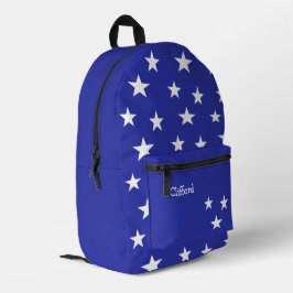Monogram witte sterren op blauw bedrukte rugzak