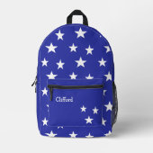 Monogram witte sterren op blauw bedrukte rugzak (Voorkant)