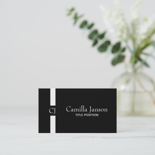 Monogram witte streep visitekaartje (Staand voorkant)