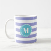 Monogram witte strepen lavender koffiemok (Links)