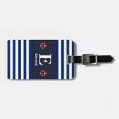 Monogram witte strepes voor de zeemacht bagagelabel (Voorkant horizontaal)