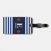Monogram witte strepes voor de zeemacht bagagelabel (Achterkant horizontaal)