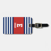 Monogram witte strepes voor de zeemacht bagagelabel (Voorkant horizontaal)