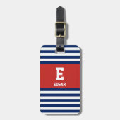 Monogram witte strepes voor de zeemacht bagagelabel (Voorkant verticaal)