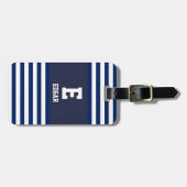 Monogram witte strepes voor de zeemacht bagagelabel (Voorkant horizontaal)