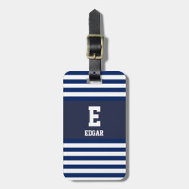 Monogram witte strepes voor de zeemacht bagagelabel