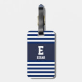 Monogram witte strepes voor de zeemacht bagagelabel (Achterkant verticaal)