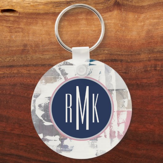 Monogram | Witte uitgewassen Sleutelhanger (Voorkant)