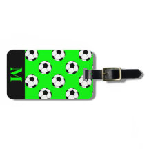 Monogram witte voetbalballen, limoengroen