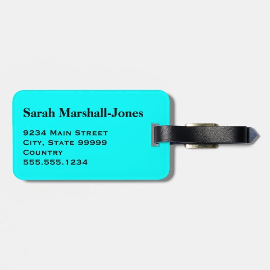 Monogram witte volleybal ballen, Aqua Blue Bagagelabel (Achterkant horizontaal)