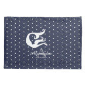 Monogram Witte zeemeermin op marineblauw Kussensloop (Achterkant)