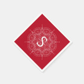 Monogram witte zijde op rood Bord Servet (Hoek)