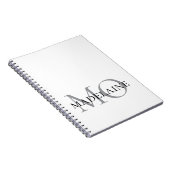Monogram Witte Zilveren Kleur Persoonlijk Notitieboek (Rechterzijde)