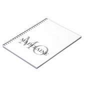 Monogram Witte Zilveren Kleur Persoonlijk Notitieboek (Linkerzijde)