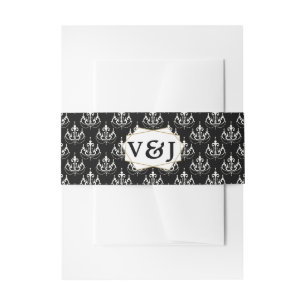 Monogram Witte, zwarte en rode kleur of Aangepaste Uitnodigingen Wikkel